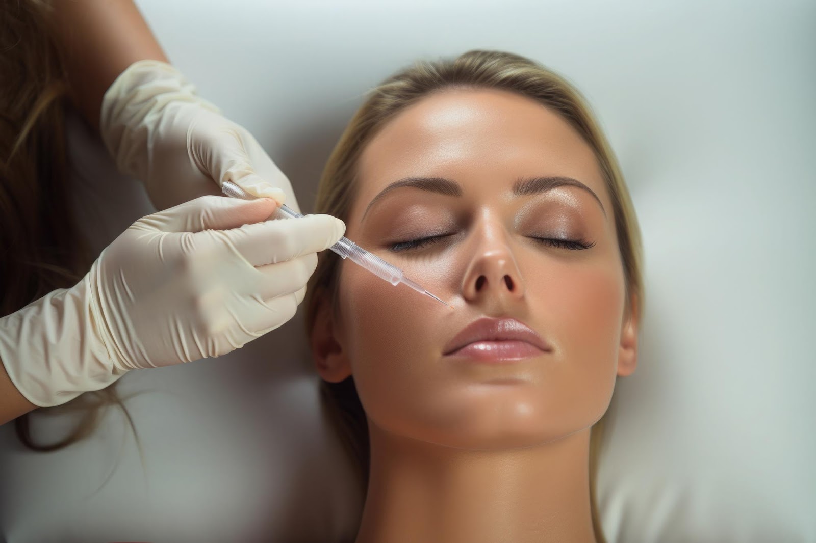 Female patient receiving filler treatment for smoother and younger-looking skin.