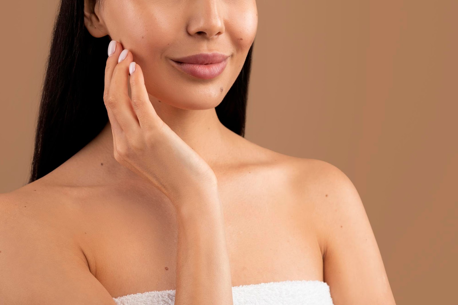 Woman with smooth and firm skin after Radiesse.