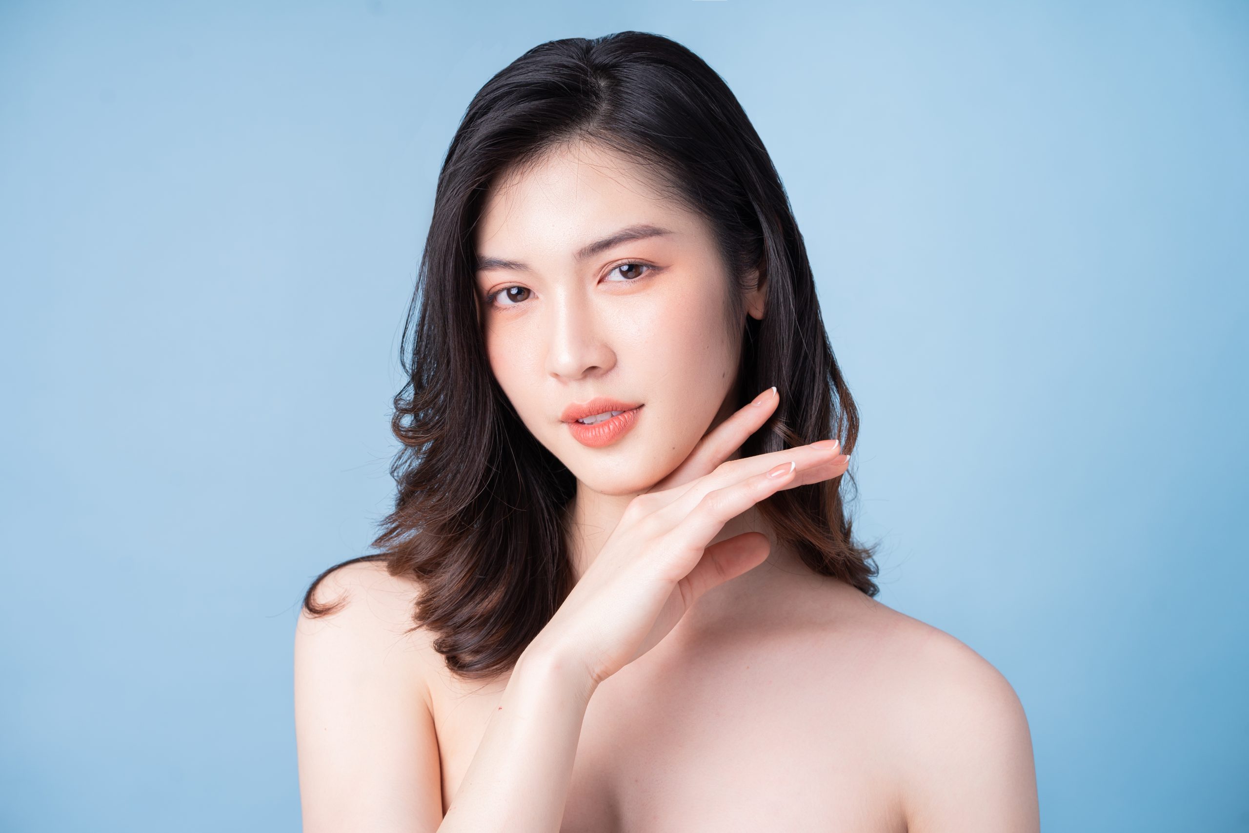 attractive young asian woman with fresh skin face care facial treatment woman beauty skin isolated white background cosmetology beauty skin cosmetic concept